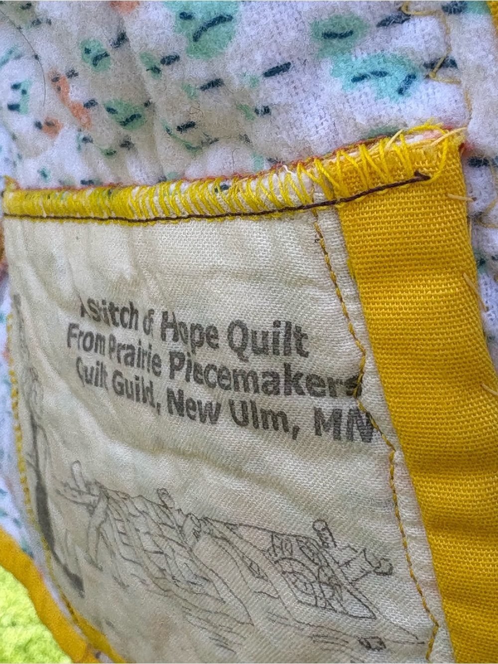 Handmade Patchwork Quilted Jacket with Yellow Trim/Jean material on the sleeves - Picture 8 of 11